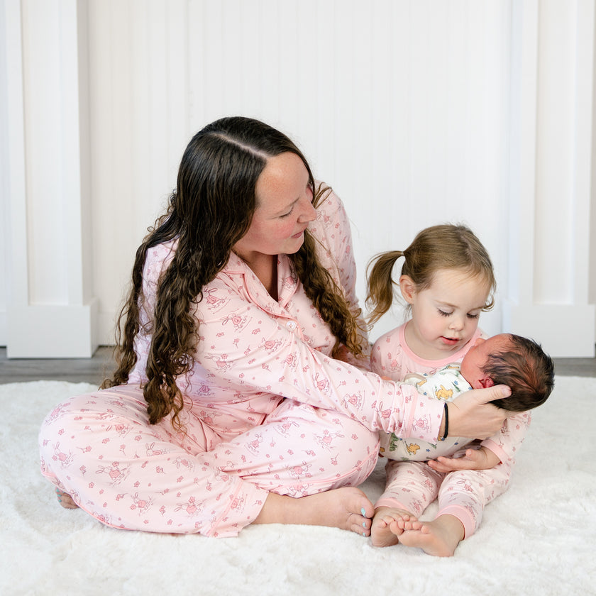 Women's Long Pajama Set in Bunny Blossoms