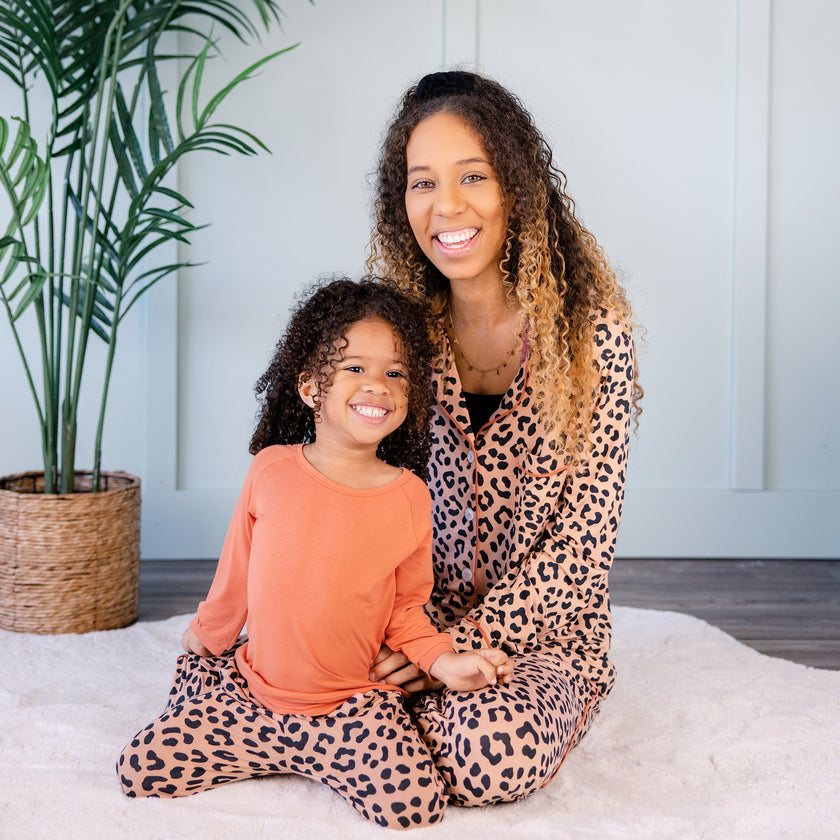 Women's Long Pajama Set in Leopard