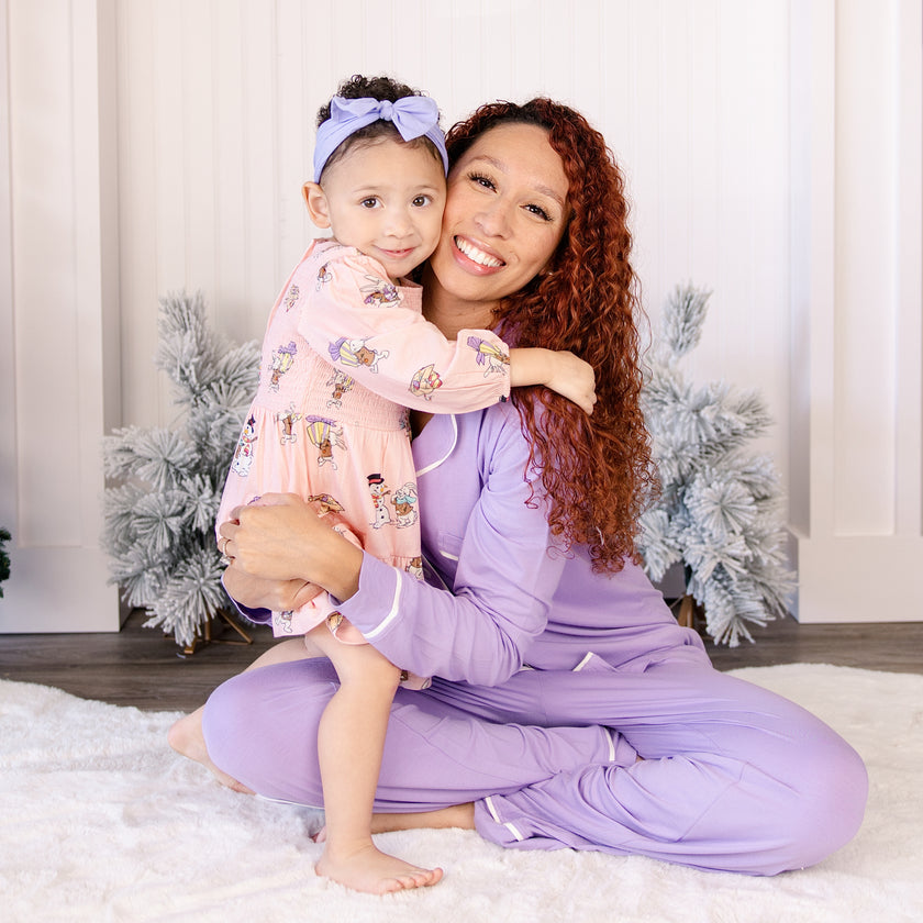 Women's Long Pajama Set in Plum Pudding