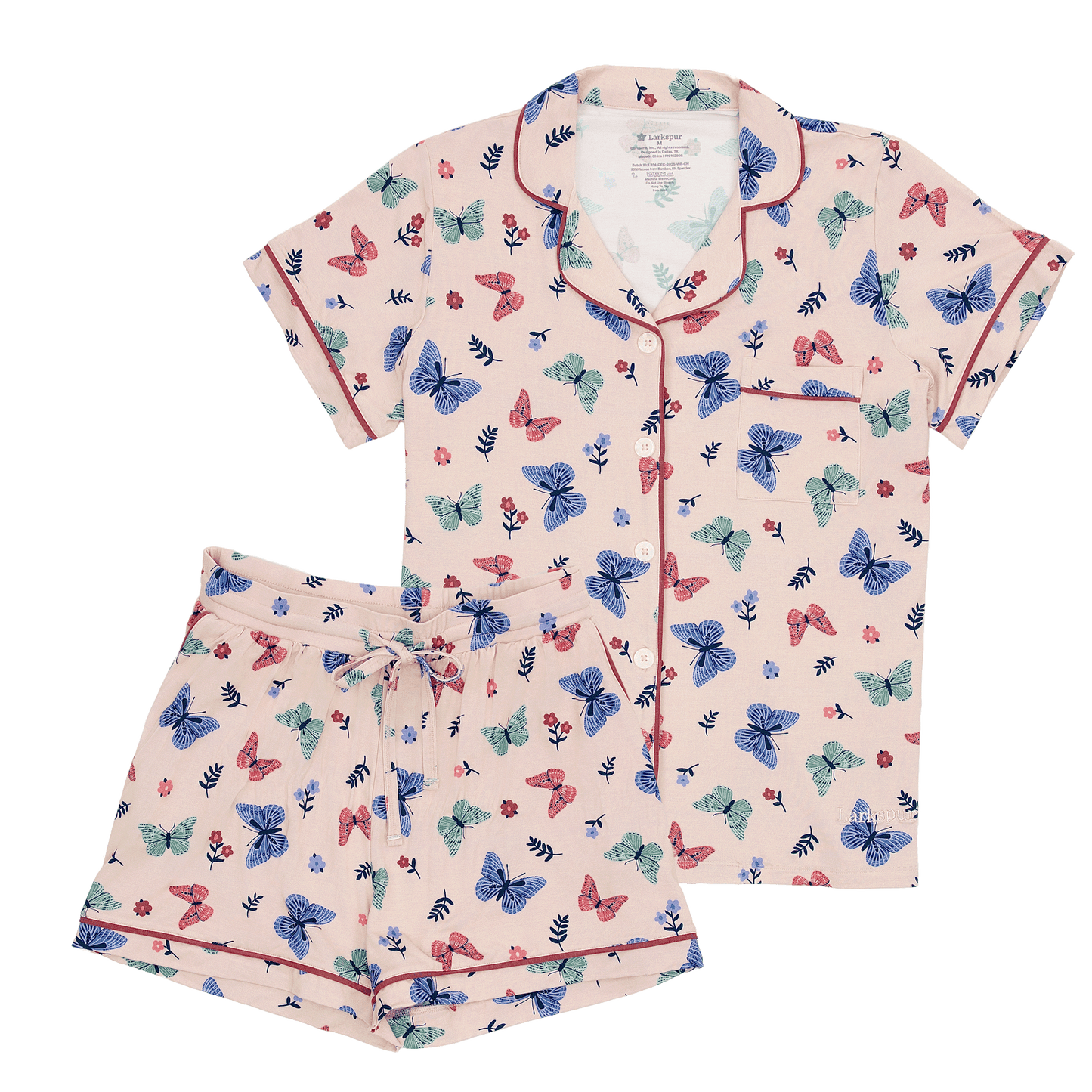 Women's Short Pajama Set in Butterfly Parade