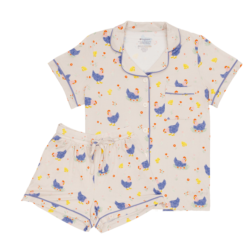 Women's Short Pajama Set in Chick and Cluck
