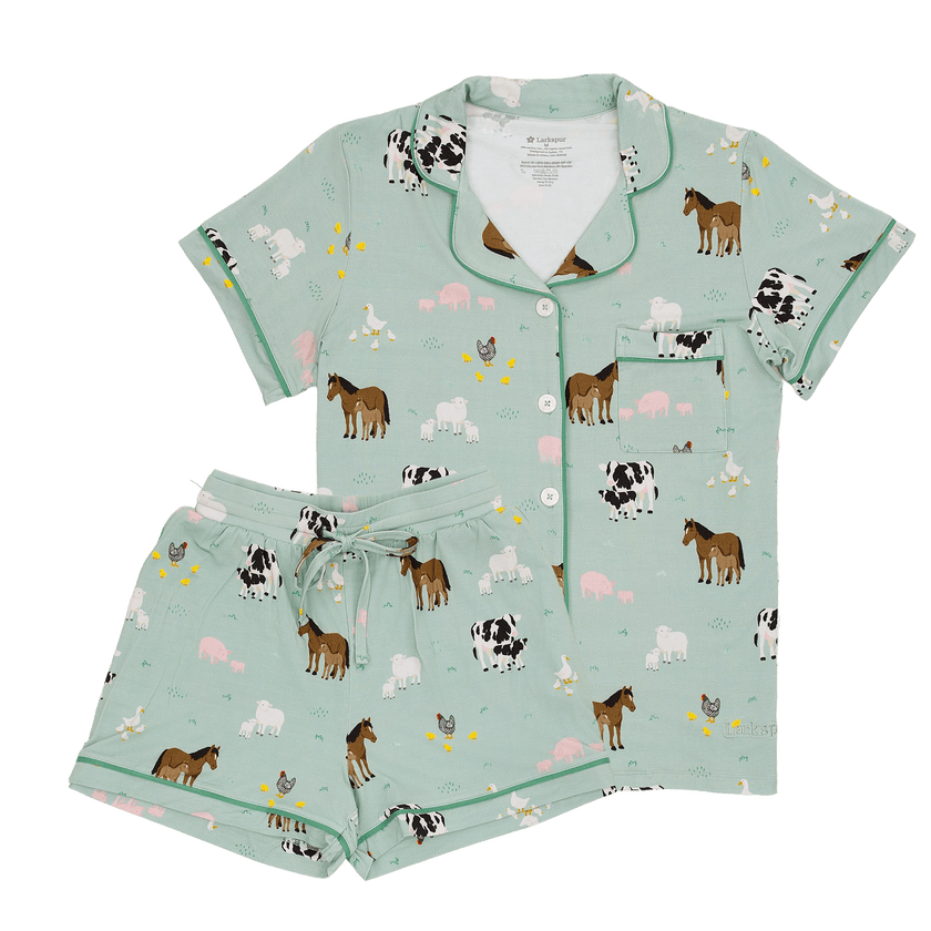 Women's Short Pajama Set in Farm Animals