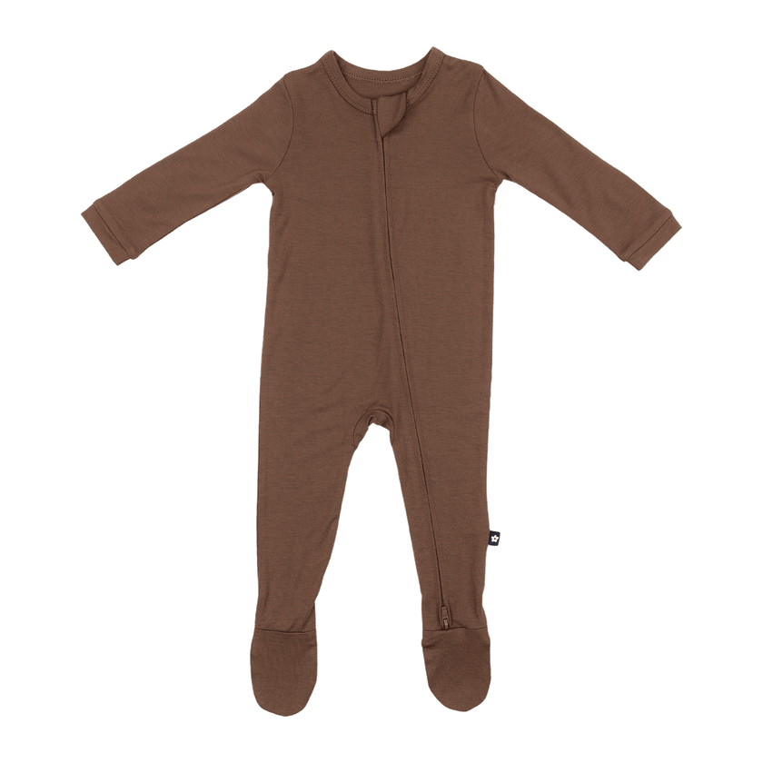 Larkspur Baby Zip Footie in Chestnut