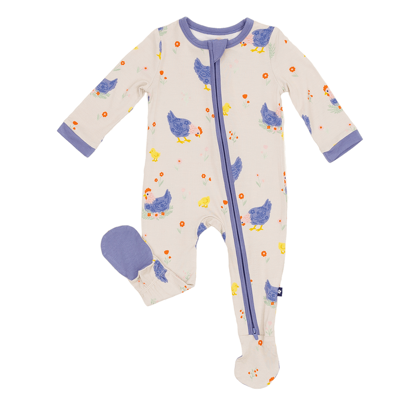 Zip Footie in Chick and Cluck