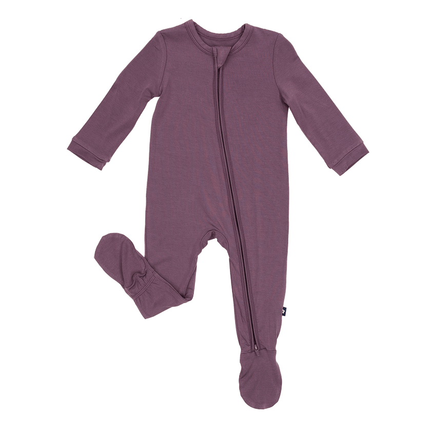 Zip Footie in Currant
