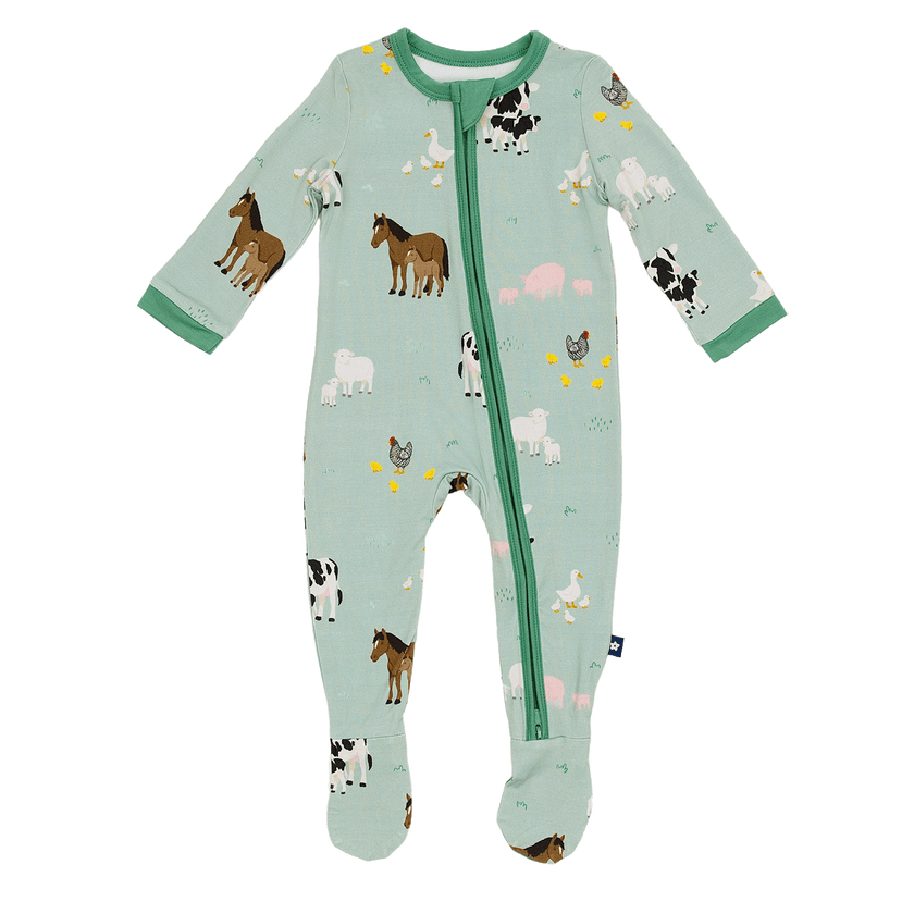 Zip Footie in Farm Animals