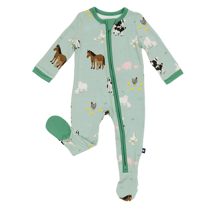 Zip Footie in Farm Animals