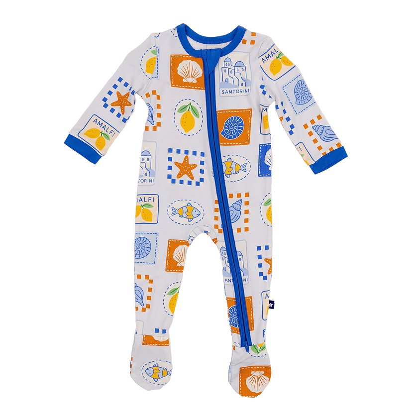 Zip Footie in Mediterranean Breeze