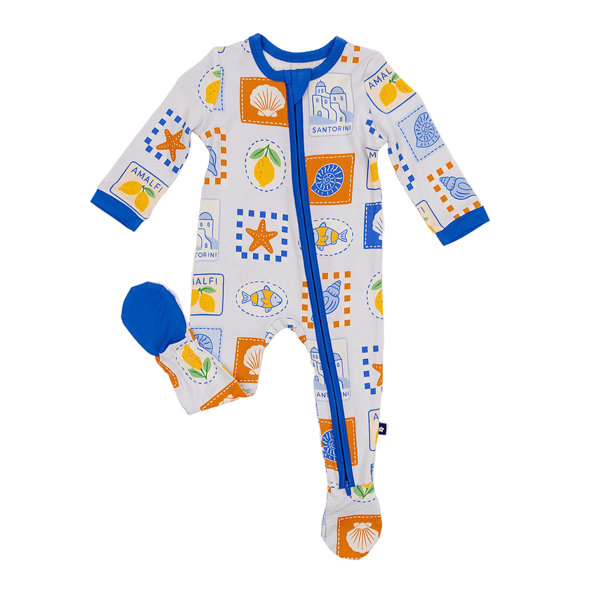 Zip Footie in Mediterranean Breeze