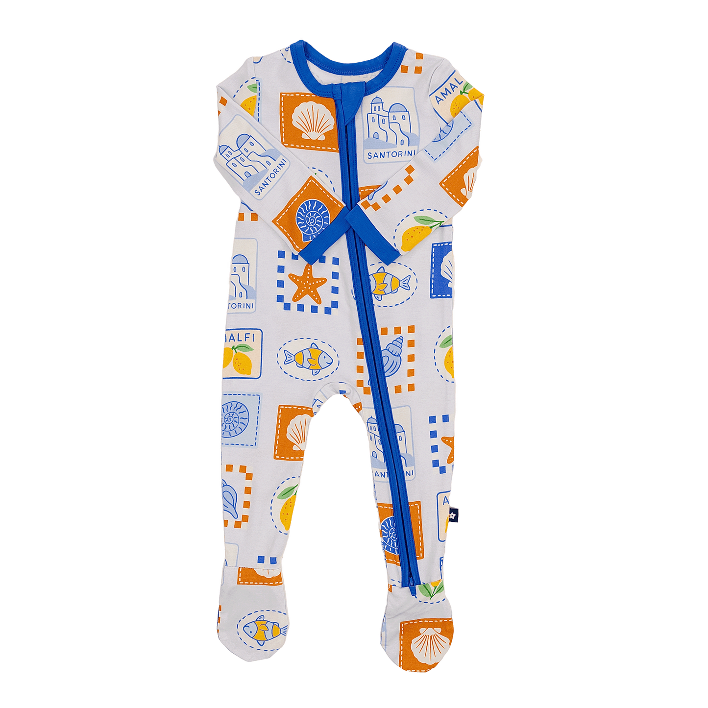Zip Footie in Mediterranean Breeze