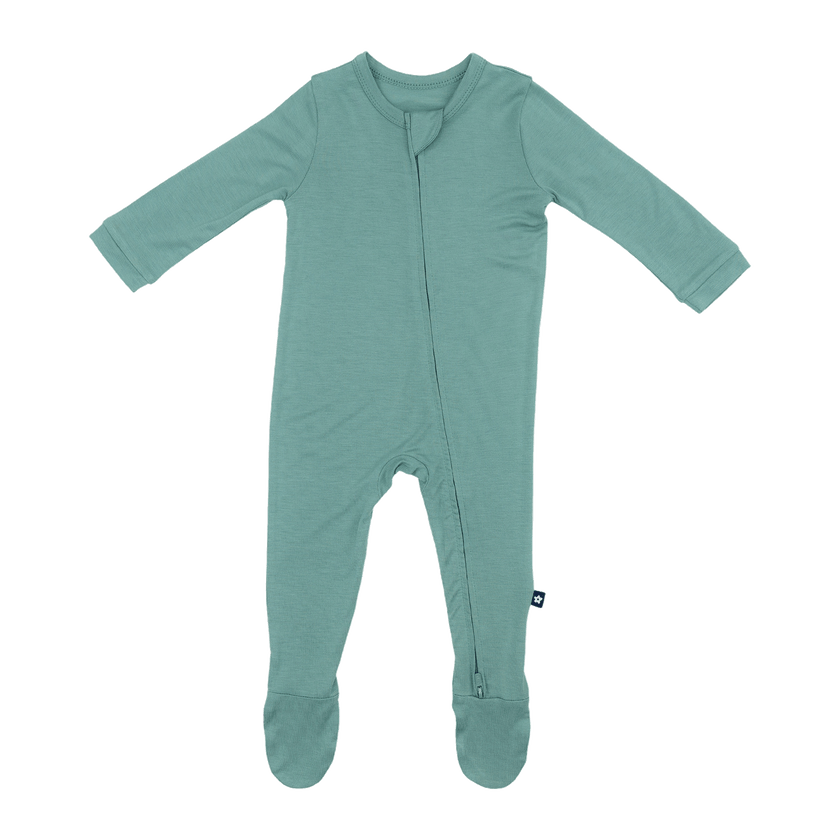 Larkspur Baby Zip Footie in Jade