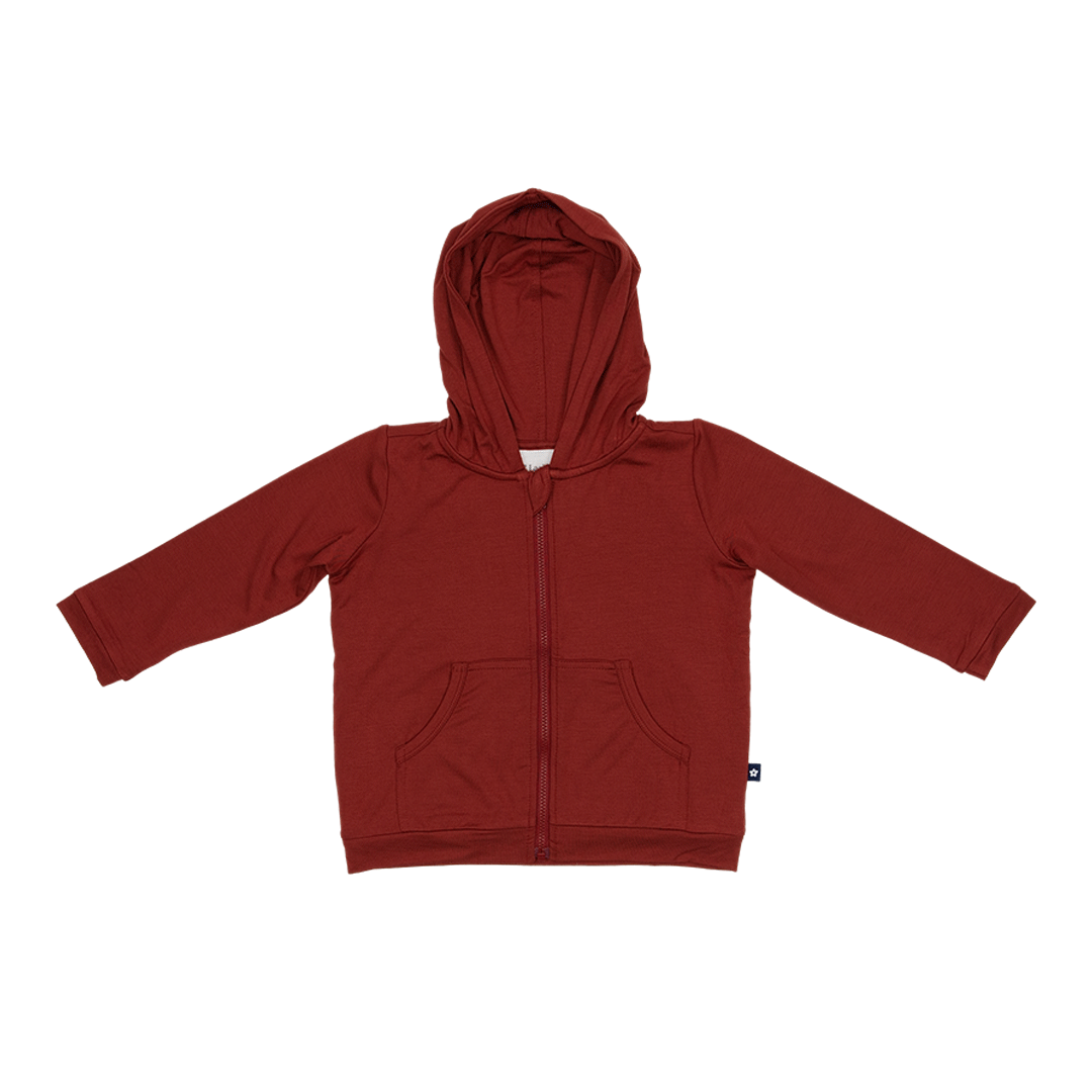 Zip Hoodie in Carriage Red