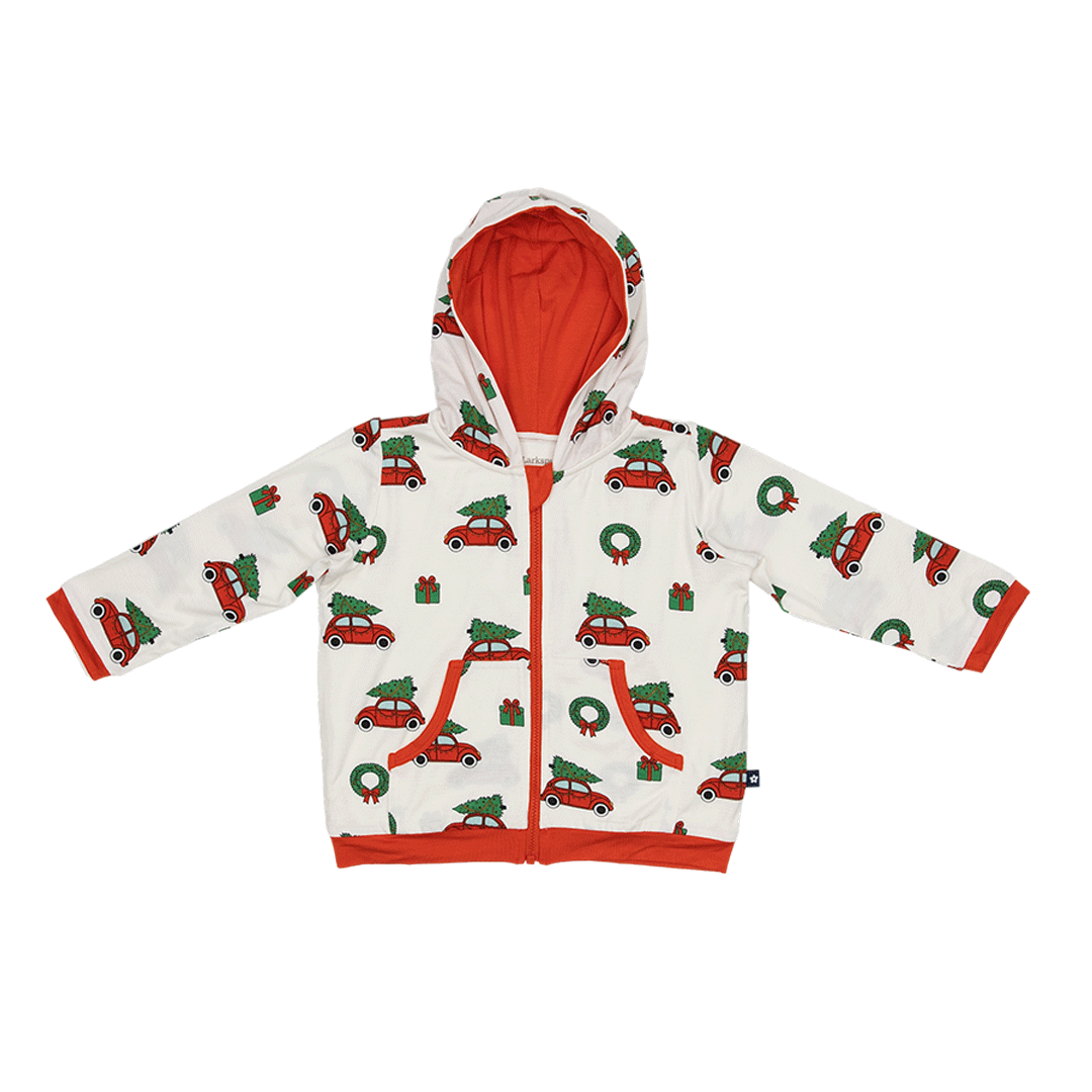 Zip Hoodie in Jingle Cars