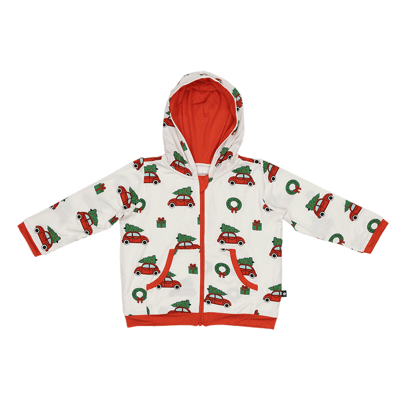 Zip Hoodie in Jingle Cars