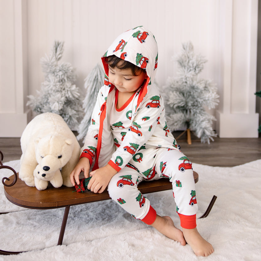 Zip Hoodie in Jingle Cars