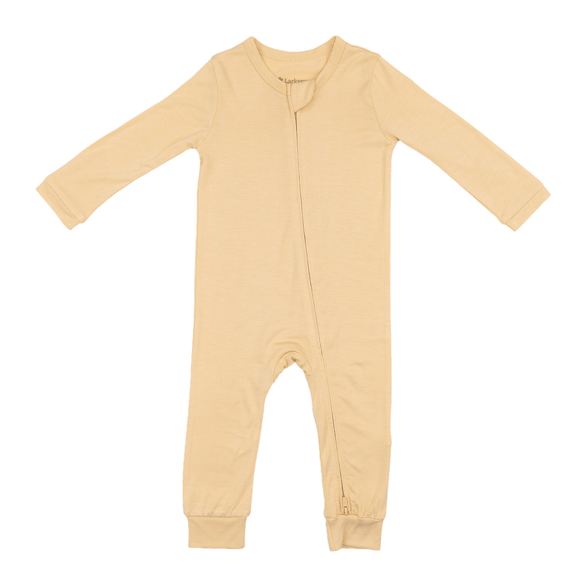 Larkspur Baby Zip Romper in Golden Sand