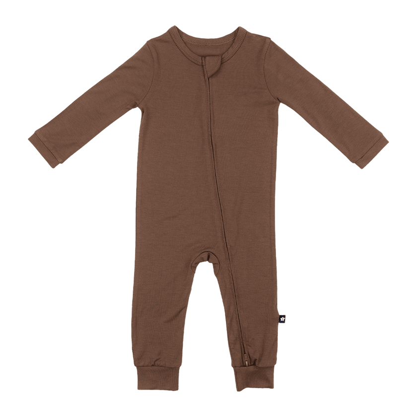 Larkspur Baby Zip Romper in Chestnut