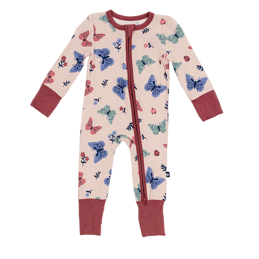 Convertible Footed Romper in Butterfly Parade