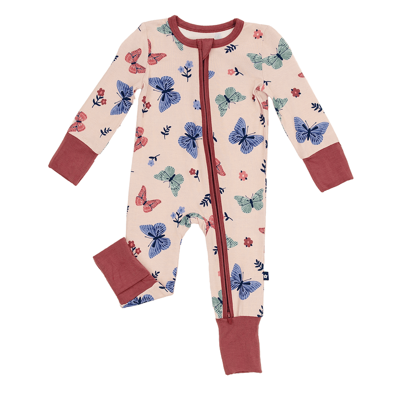 Convertible Footed Romper in Butterfly Parade