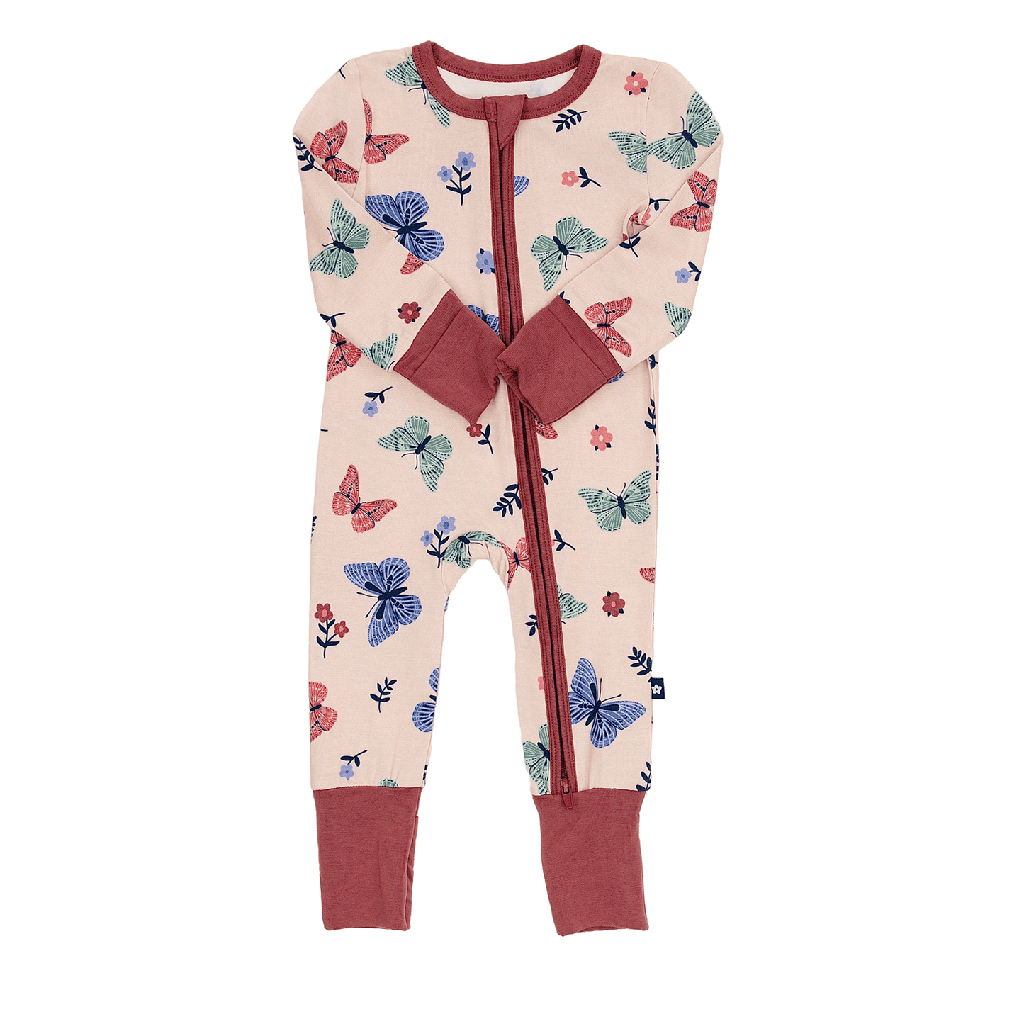 Convertible Footed Romper in Butterfly Parade