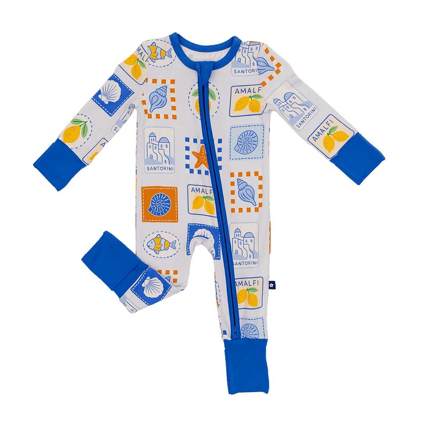 Convertible Footed Romper in Mediterranean Breeze