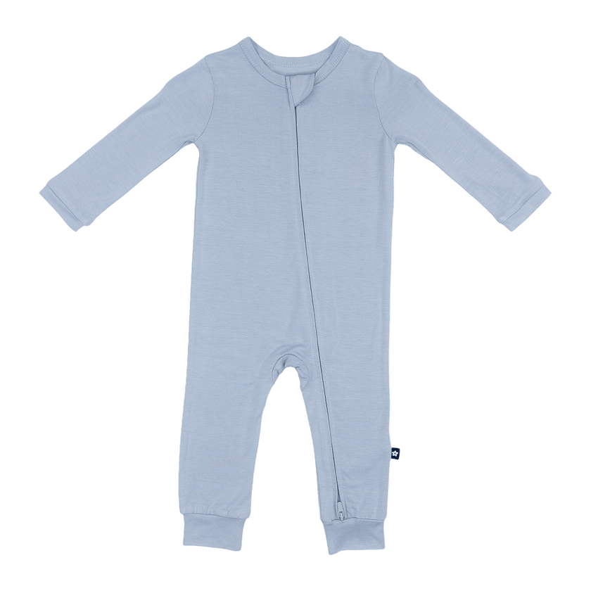 Larkspur Baby Zip Romper in Stone