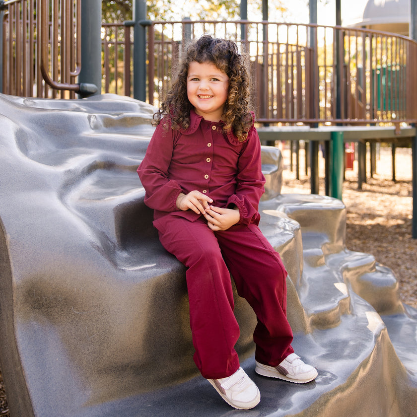 Collared Button Up Shirt in Plum Wine