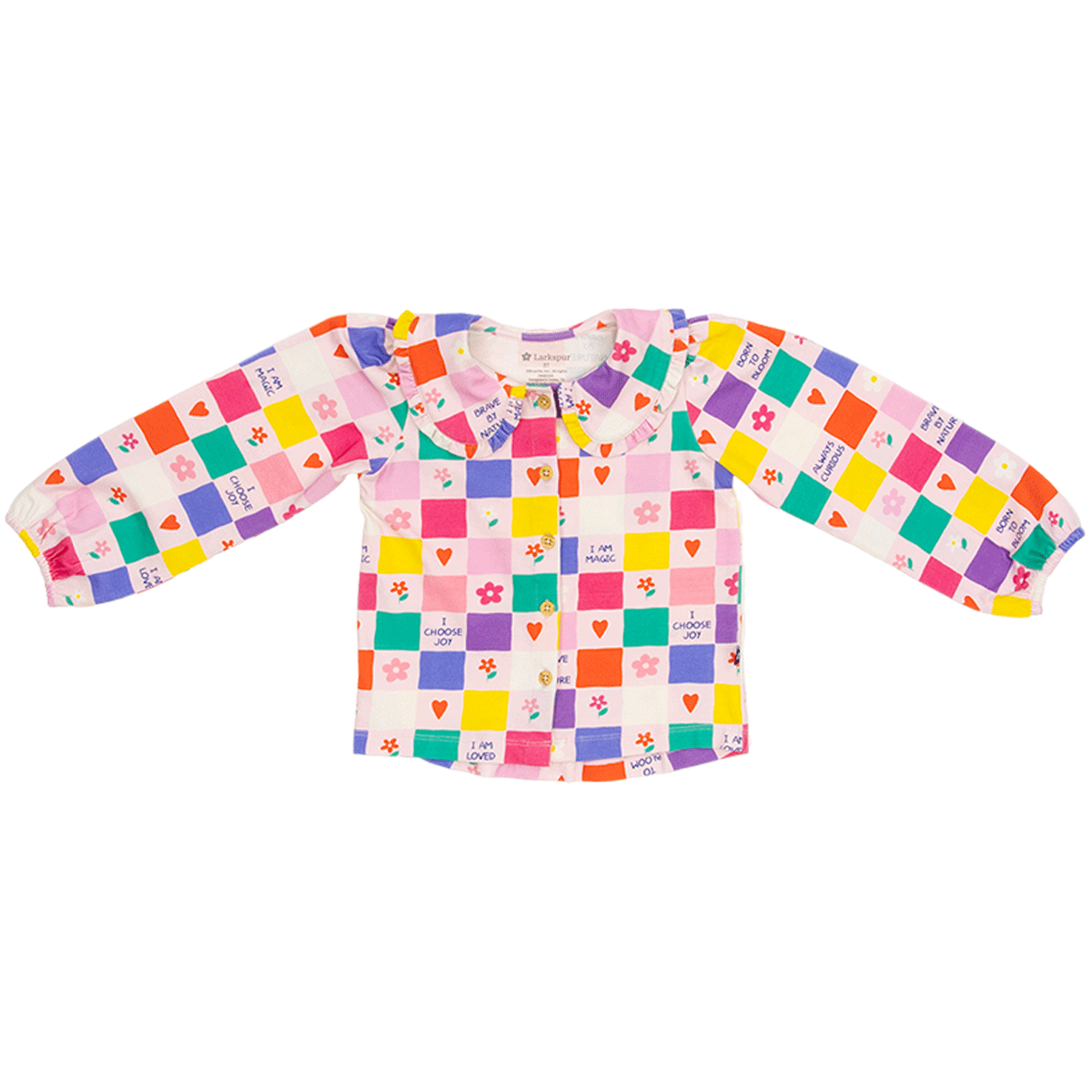 Collared Button Up Shirt in Positive Badges