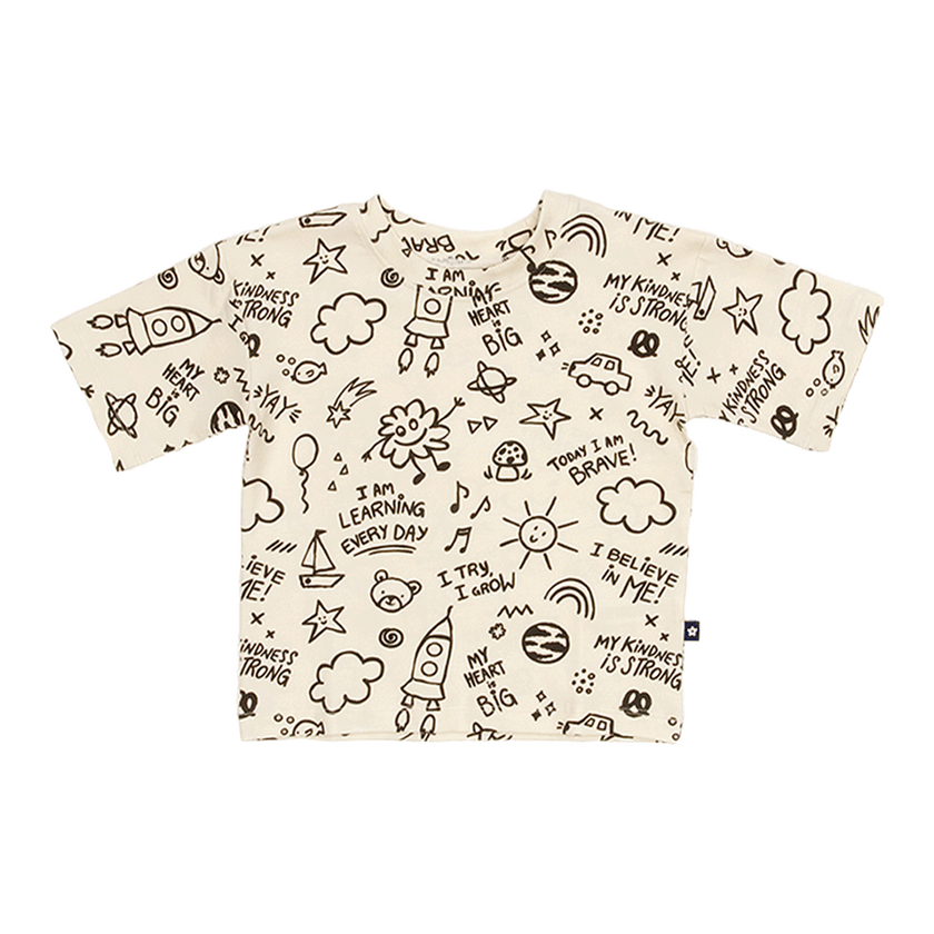 Everyday Crew Neck Tee in Cool Doodles