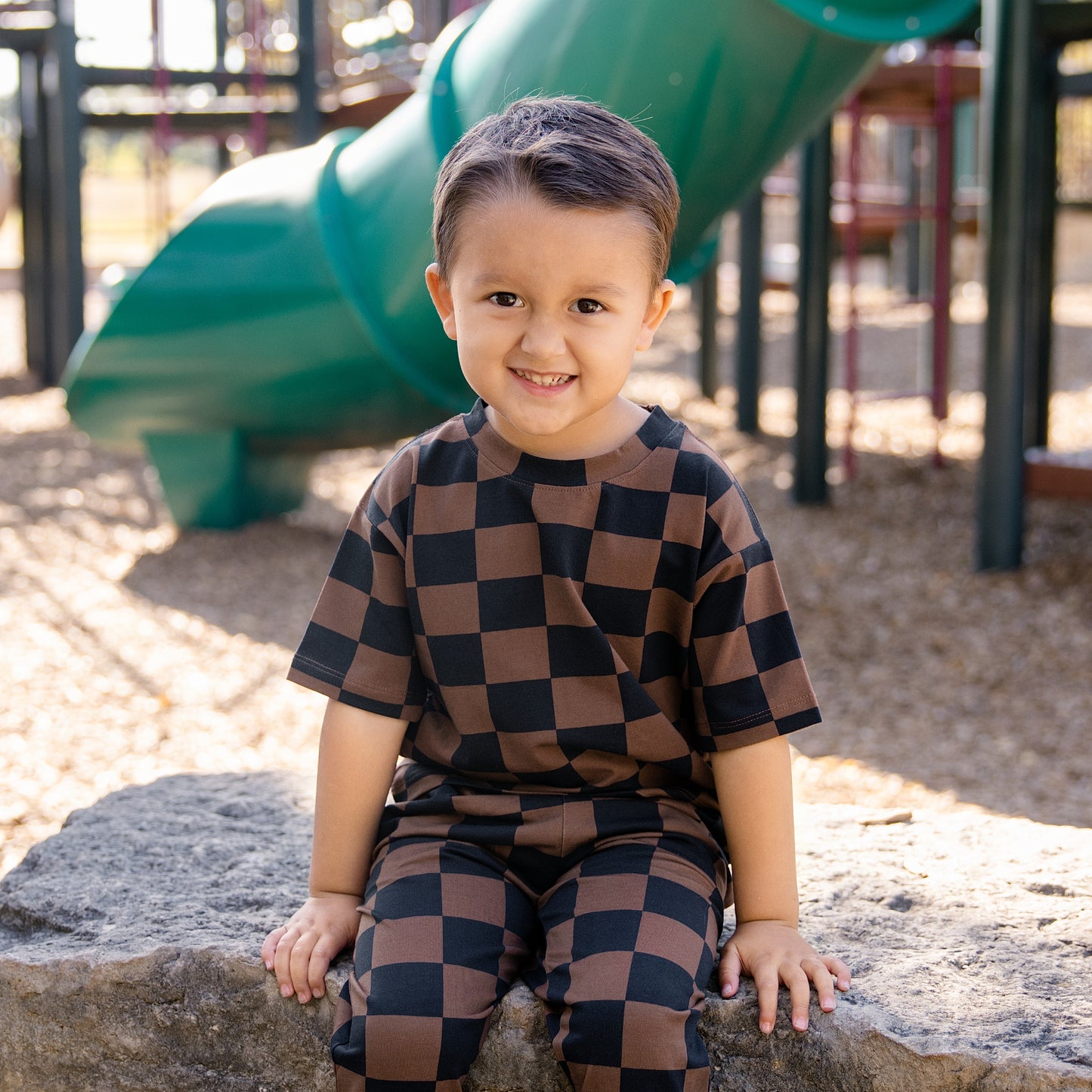 Everyday Crew Neck Tee in Cocoa Check