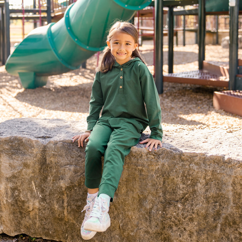 Hooded Sweat Set in Forest Moss