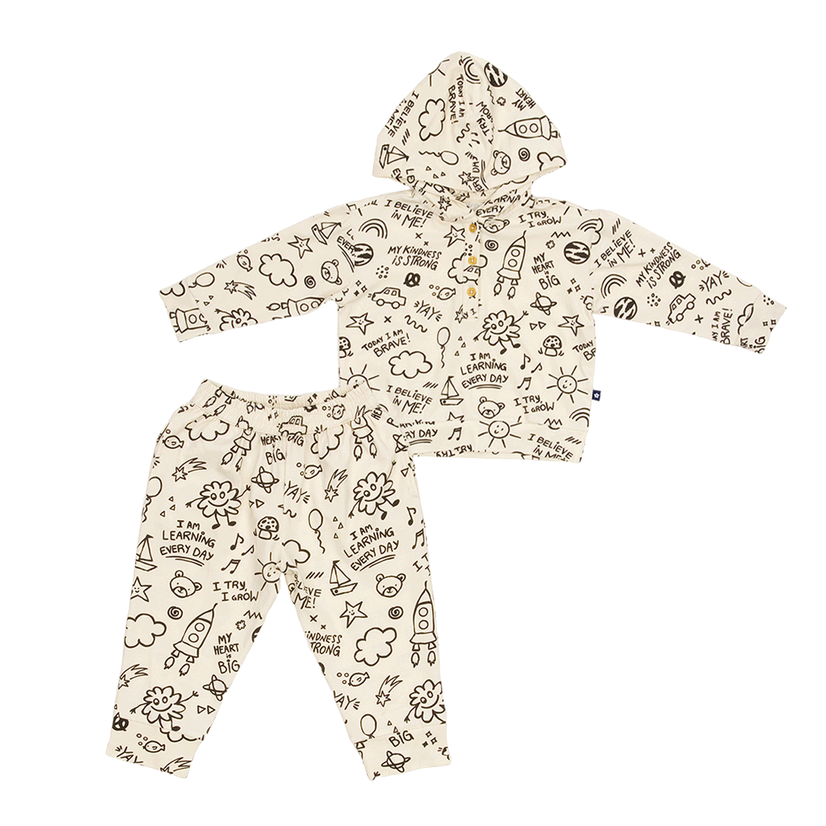 Hooded Sweat Set in Cool Doodles