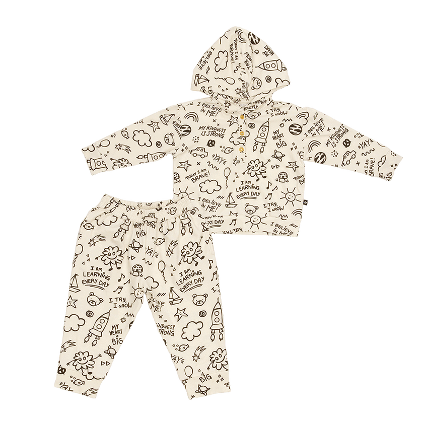 Hooded Sweat Set in Cool Doodles