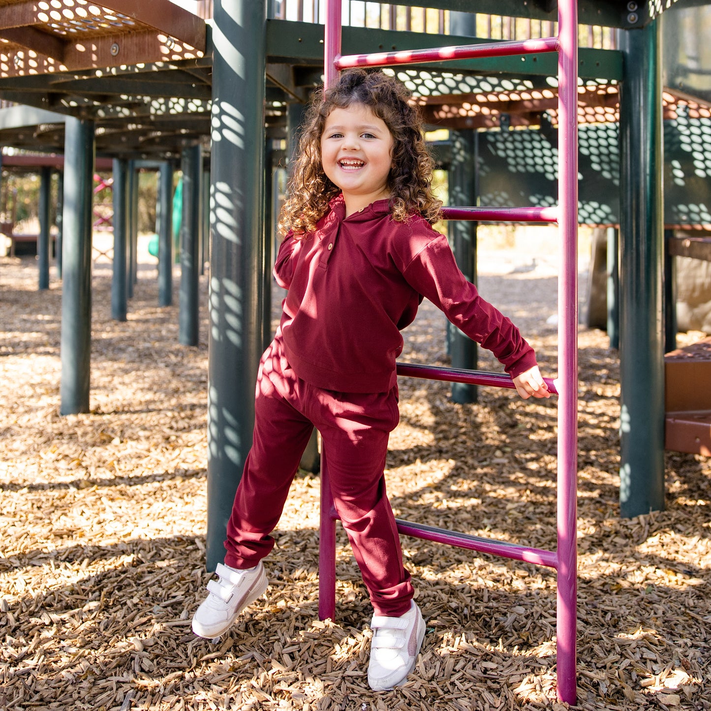 Hooded Sweat Set in Plum Wine