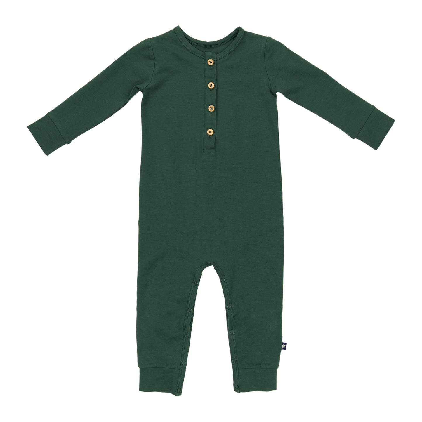 Long Sleeve Henley Romper in Forest Moss