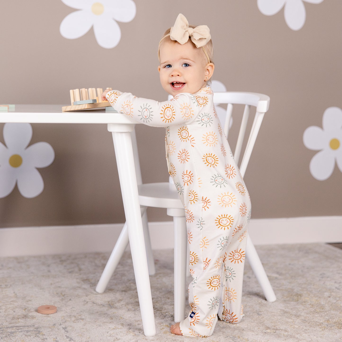 Long Sleeve Henley Romper in Radiate Joy