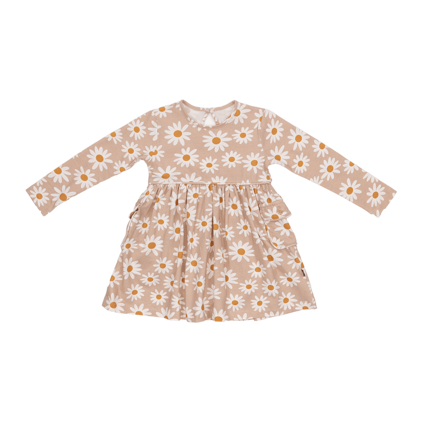 Long sleeve Skater Dress with Pockets in Daisy Days