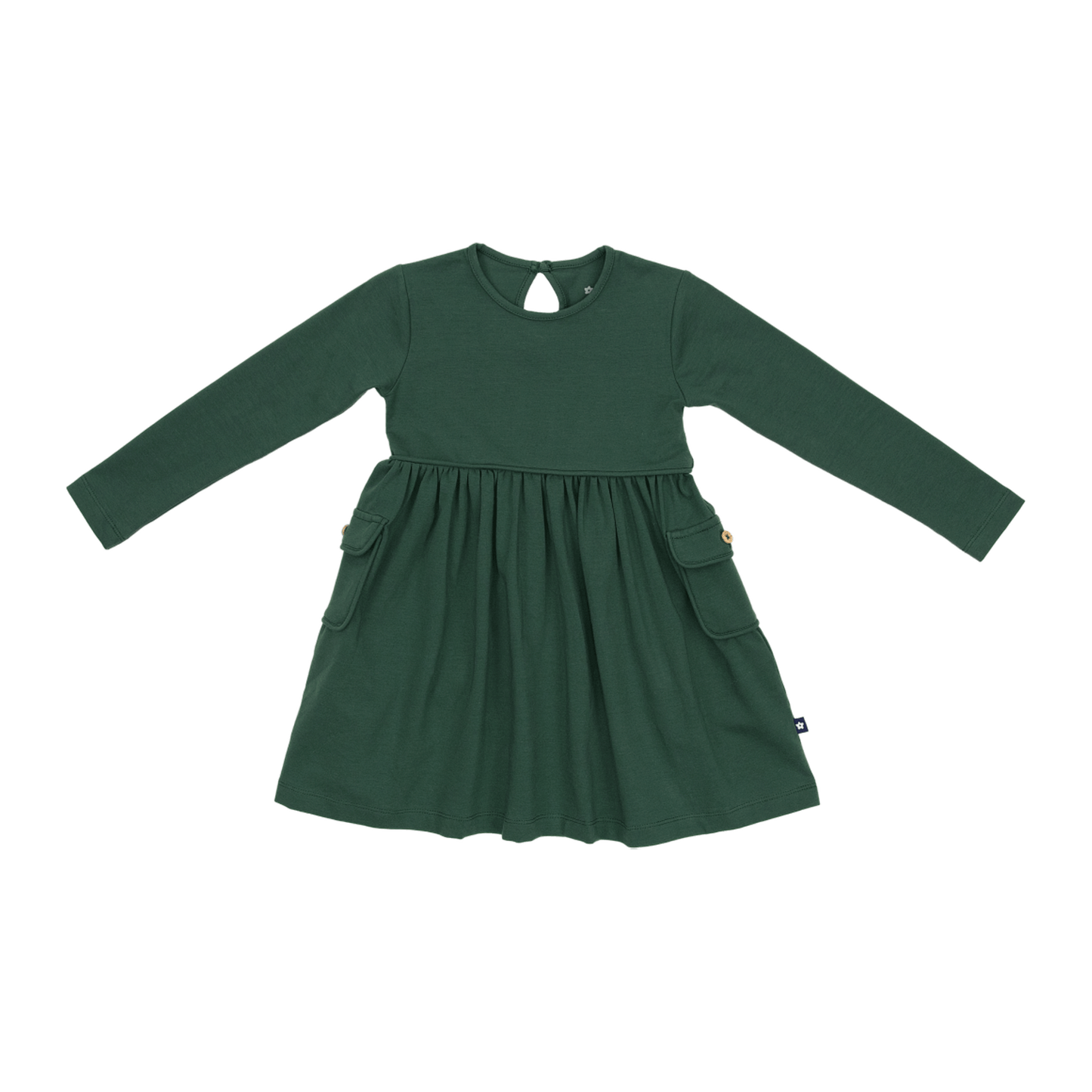 Long sleeve Skater Dress with Pockets in Forest Moss