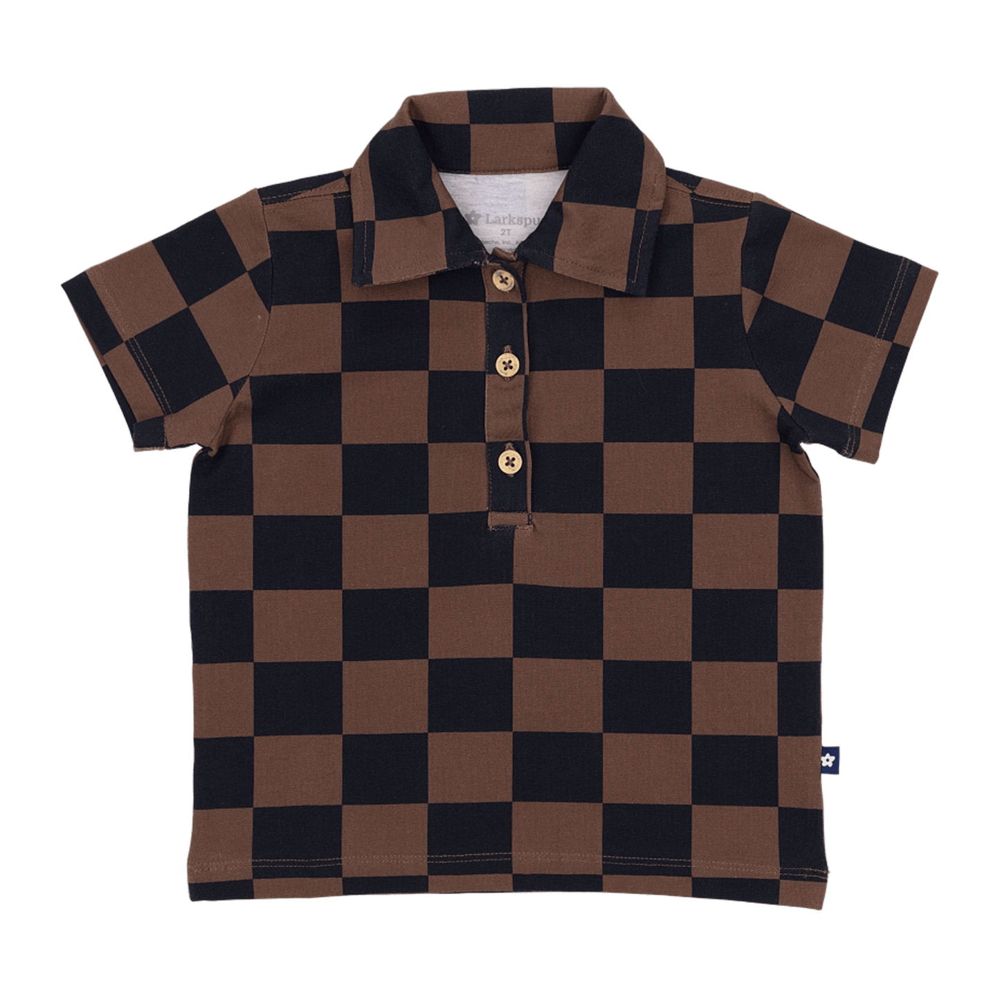Toddler Short Sleeve Polo in Cocoa Check