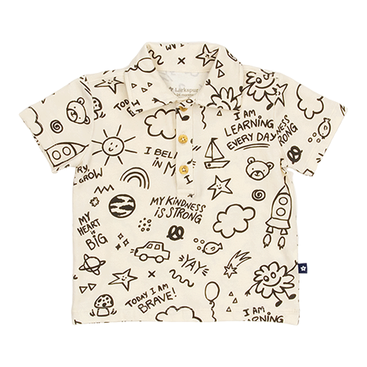 Toddler Short Sleeve Polo in Cool Doodles