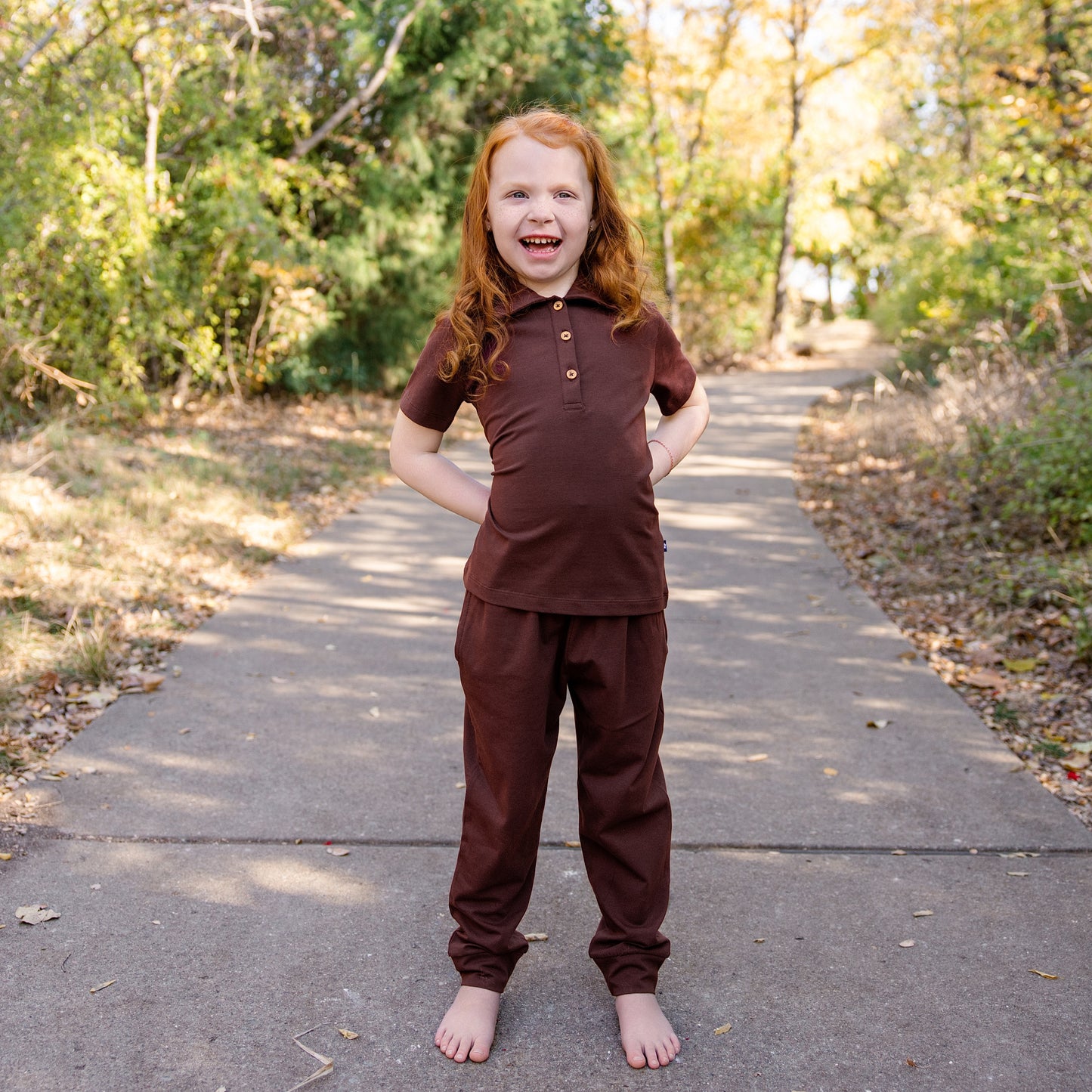 Toddler Short Sleeve Polo in Truffle