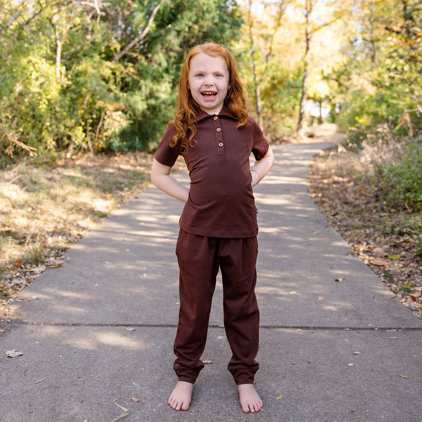 Toddler Short Sleeve Polo in Truffle