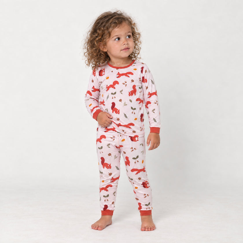 Long Sleeve Pajamas in Squirrels and Nuts