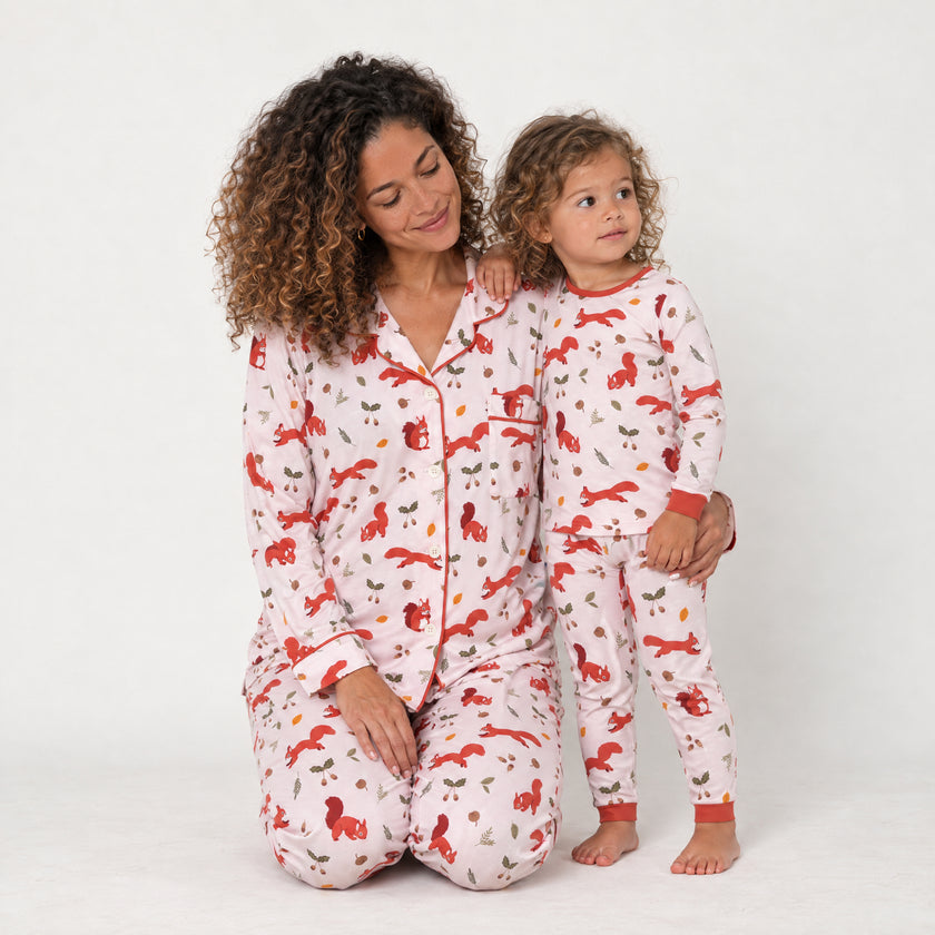 Long Sleeve Pajamas in Squirrels and Nuts
