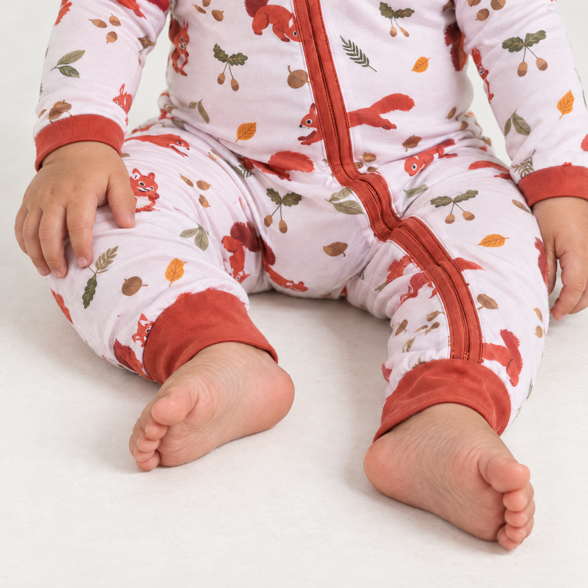 Zipper Romper in Squirrels and Nuts