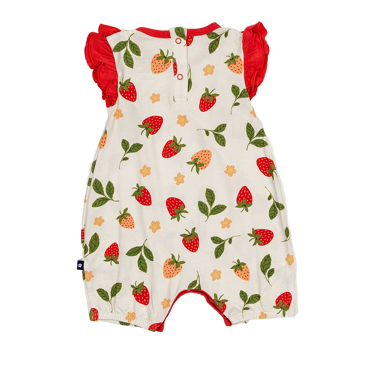 Ruffle Shorty Romper in Strawberry Fields