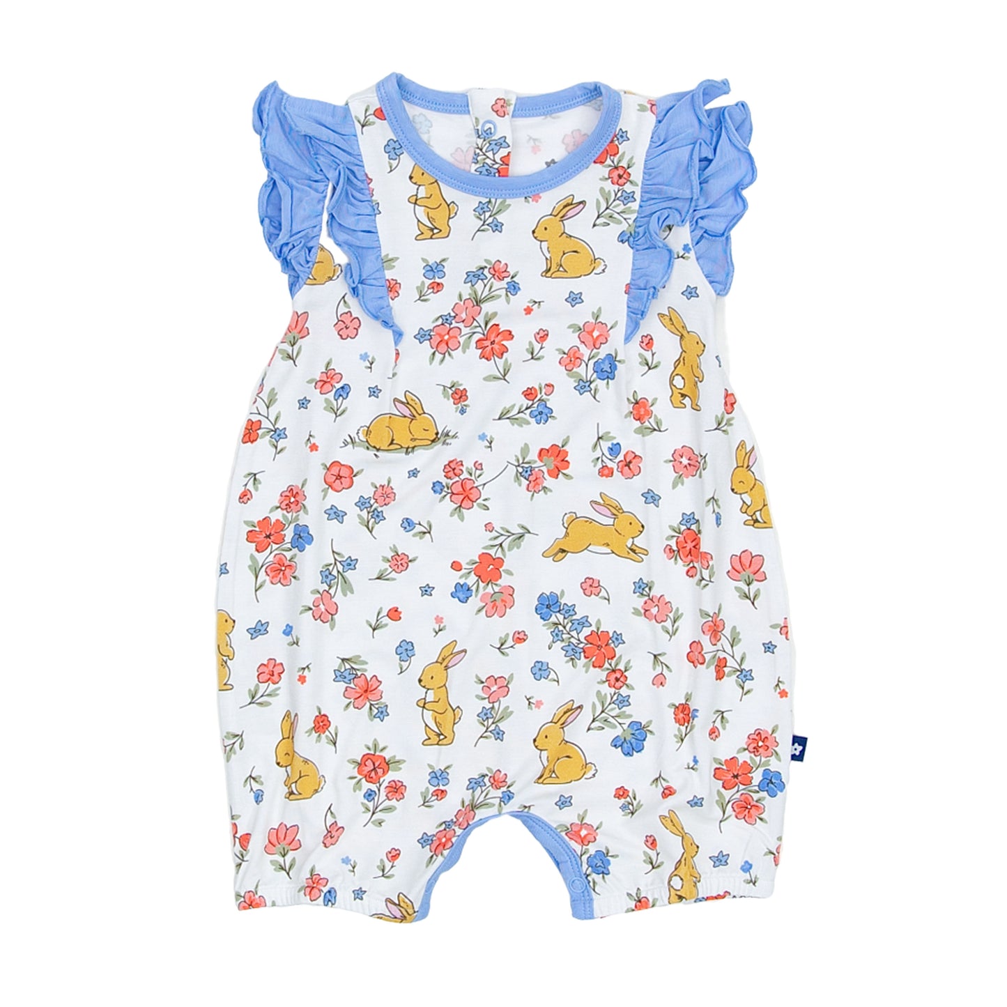 Ruffle Shorty Romper in Summer Bloom Bunny