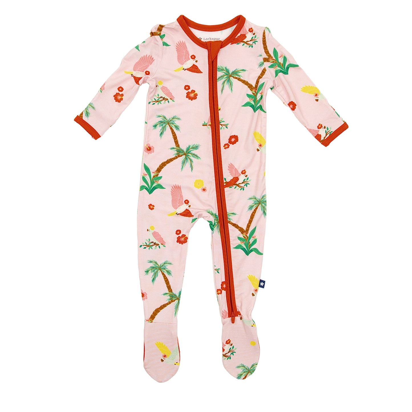 Zipper Footie in Colorful Cockatoos