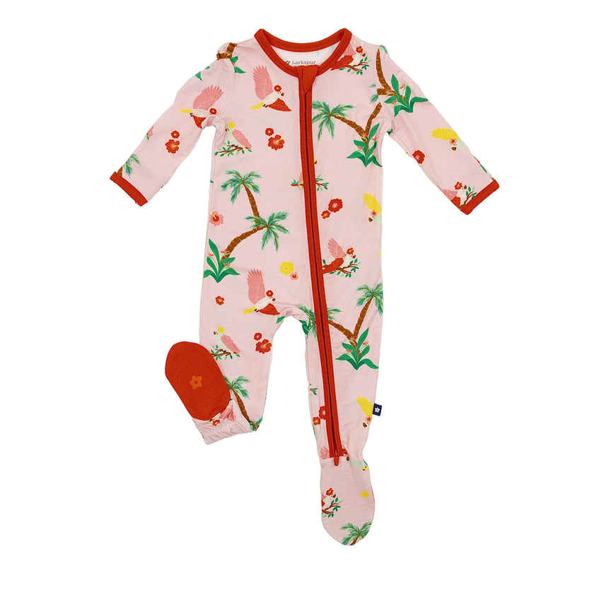 Zipper Footie in Colorful Cockatoos