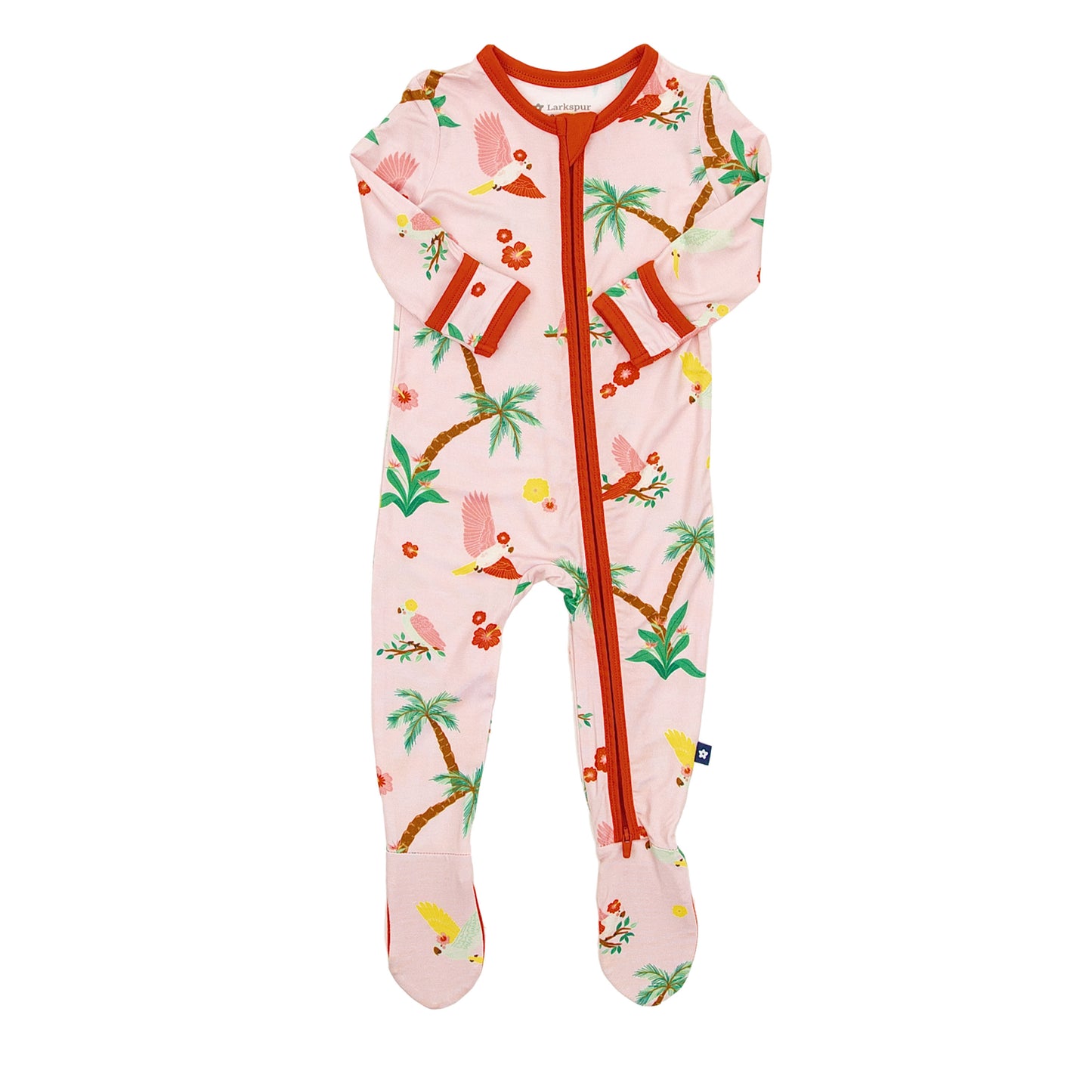 Zipper Footie in Colorful Cockatoos